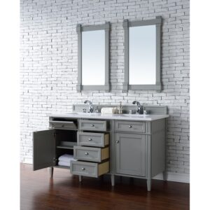 James Martin 650-V60D-3WZ Brittany 60 Inch Double Vanity with 3cm White Zeus Quartz Top