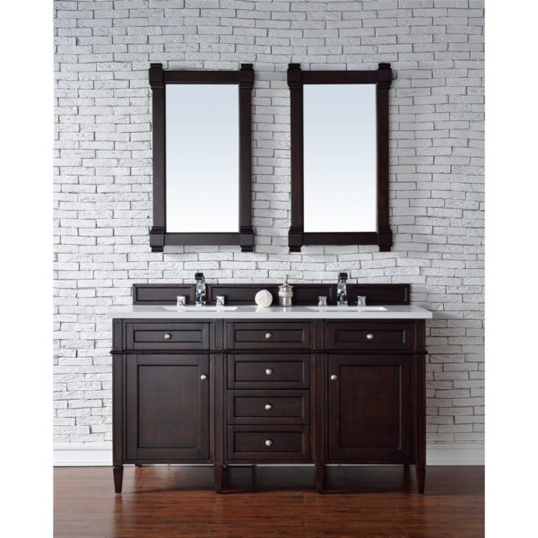 James Martin 650-V60D-3WZ Brittany 60 Inch Double Vanity with 3cm White Zeus Quartz Top