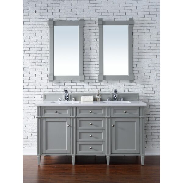 James Martin 650-V60D-3WZ Brittany 60 Inch Double Vanity with 3cm White Zeus Quartz Top