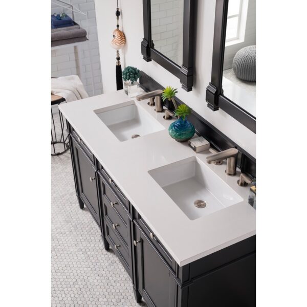 James Martin 650-V60D-3WZ Brittany 60 Inch Double Vanity with 3cm White Zeus Quartz Top