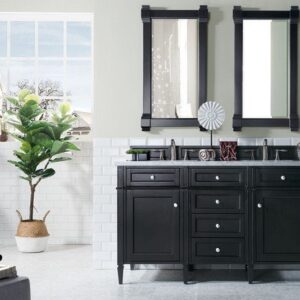 James Martin 650-V60D-BKO-3AF Brittany 60 Inch Black Onyx Double Vanity with 3 cm Arctic Fall Solid Surface Top