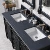 James Martin 650-V60D-BKO-3CSP Brittany 60 Inch Black Onyx Double Vanity with 3 cm Charcoal Soapstone Quartz Top with Sink