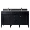 James Martin 650-V60D-BKO-3ENC Brittany 60 Inch Double Vanity Cabinet with Ethereal Noctis Quartz Top - Black Onyx