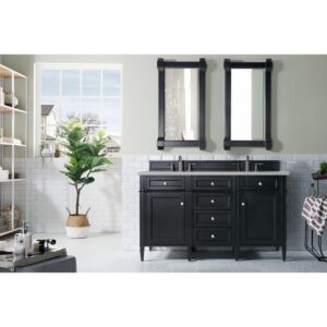 James Martin 650-V60D-BKO-3ESR Brittany 60 Inch Black Onyx Double Vanity with 3 CM Eternal Serena Quartz Top