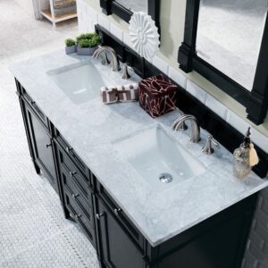 James Martin 650-V60D-BKO-3CAR Brittany 60 Inch Black Onyx Double Vanity with 3 cm Carrara Marble Top