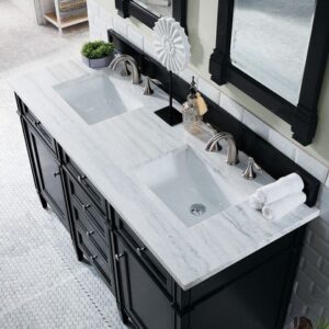 James Martin 650-V60D-BKO-3AF Brittany 60 Inch Black Onyx Double Vanity with 3 cm Arctic Fall Solid Surface Top