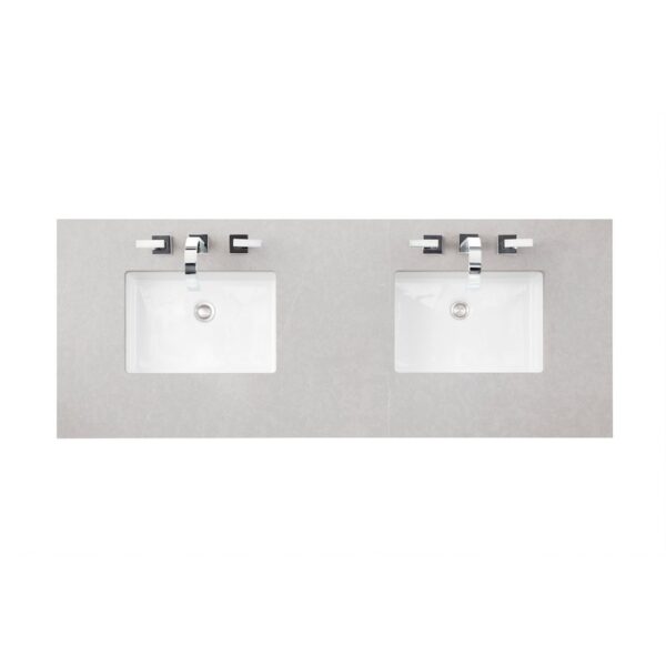 James Martin 650-V60D-BW-3ESR Brittany 60 Inch Bright White Double Vanity with 3 CM Eternal Serena Quartz Top