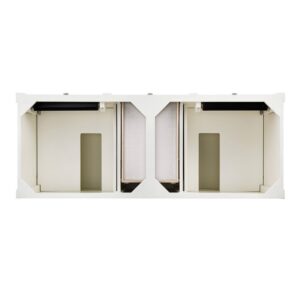 James Martin 650-V60D-BW-3GEX Brittany 60 Inch Bright White Double Vanity with 3 cm Grey Expo Quartz Top with Sink