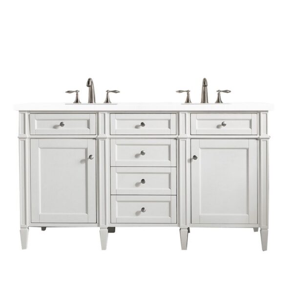 James Martin 650-V60D-3WZ Brittany 60 Inch Double Vanity with 3cm White Zeus Quartz Top