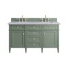 James Martin 650-V60D-SC-3CAR Brittany 60 Inch Smokey Celadon Double Sink Vanity with 3 cm Carrara Marble Top