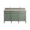 James Martin 650-V60D-SC-3EMR Brittany 60 Inch Smokey Celadon Double Sink Vanity with 3 cm Eternal Marfil Top