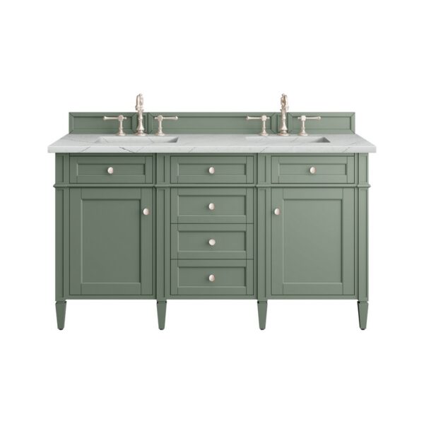 James Martin 650-V60D-SC-3ENC Brittany 60 Inch Smokey Celadon Double Sink Vanity with 3 cm Ethereal Noctis Top