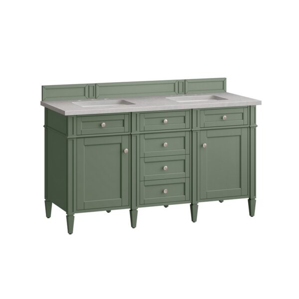 James Martin 650-V60D-SC-3ESR Brittany 60 Inch Smokey Celadon Double Sink Vanity with 3 cm Eternal Serena Top