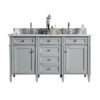 James Martin 650-V60D-UGR-3AF Brittany 60 Inch Urban Gray Double Vanity with 3 cm Arctic Fall Solid Surface Top