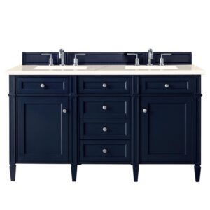 James Martin 650-V60D-VBL-3EMR Brittany 60 Inch Victory Blue Double Vanity with 3 CM Eternal Marfil Quartz Top