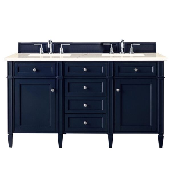 James Martin 650-V60D-VBL-3EMR Brittany 60 Inch Victory Blue Double Vanity with 3 CM Eternal Marfil Quartz Top