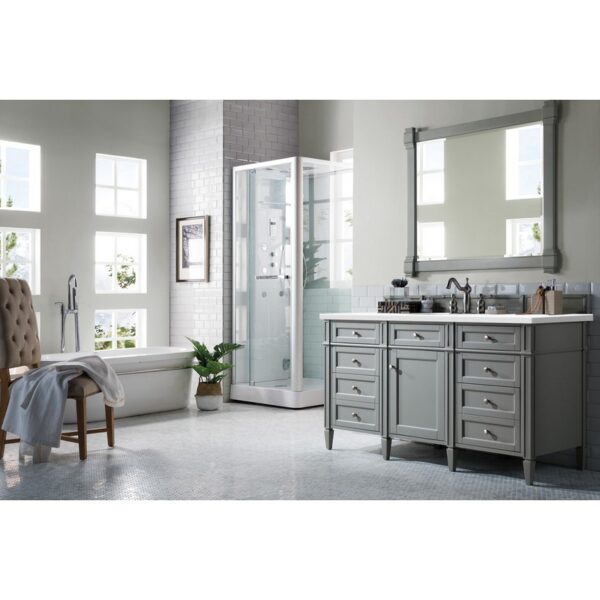 James Martin 650-V60S-3WZ Brittany 60 Inch Single Vanity with 3cm White Zeus Quartz Top