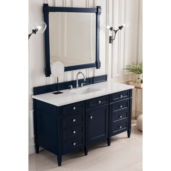 James Martin 650-V60S-3WZ Brittany 60 Inch Single Vanity with 3cm White Zeus Quartz Top