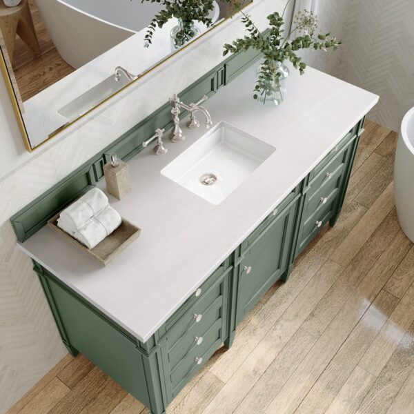 James Martin 650-V60S-3WZ Brittany 60 Inch Single Vanity with 3cm White Zeus Quartz Top