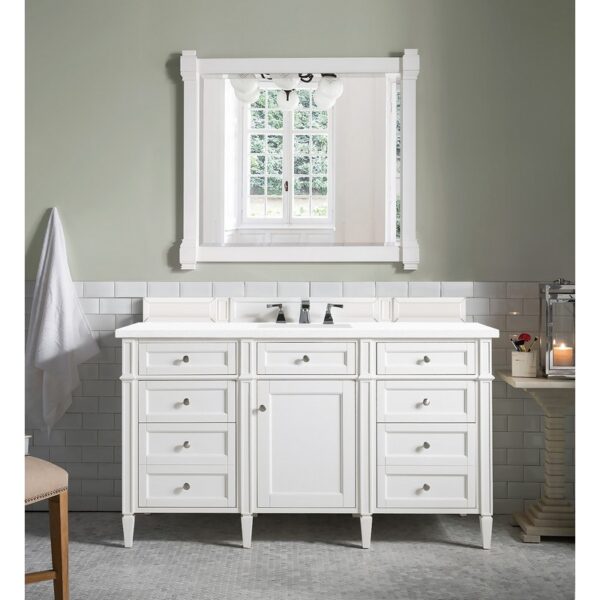 James Martin 650-V60S-3WZ Brittany 60 Inch Single Vanity with 3cm White Zeus Quartz Top