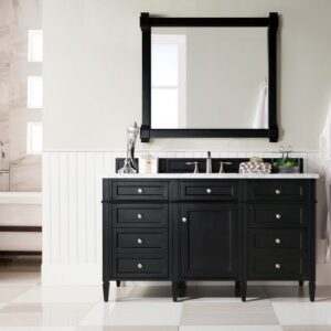 James Martin 650-V60S-BKO-3CAR Brittany 60 Inch Single Vanity in Black Onyx with 3 cm Carrara Marble Top