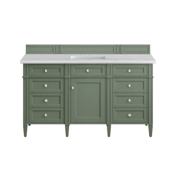 James Martin 650-V60S-SC-3AF Brittany 60 Inch Smokey Celadon Single Sink Vanity with 3 cm Arctic Fall Top