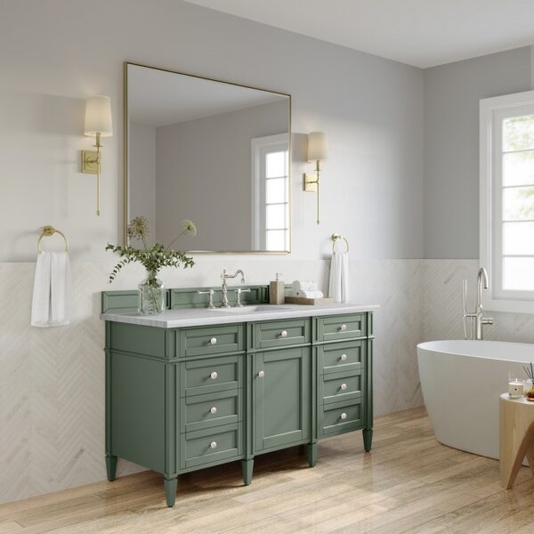 James Martin 650-V60S-SC-3AF Brittany 60 Inch Smokey Celadon Single Sink Vanity with 3 cm Arctic Fall Top