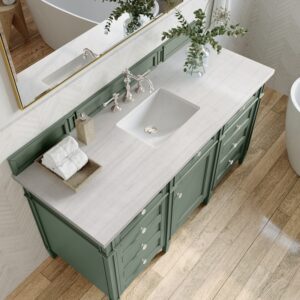 James Martin 650-V60S-SC-3AF Brittany 60 Inch Smokey Celadon Single Sink Vanity with 3 cm Arctic Fall Top