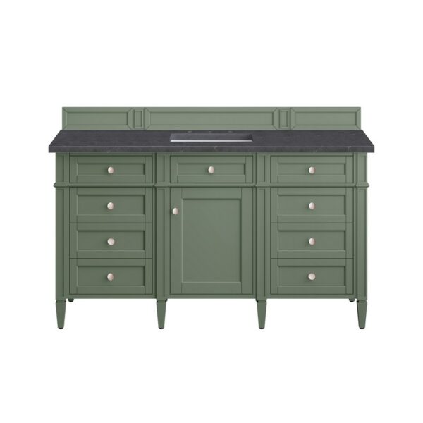 James Martin 650-V60S-SC-3CSP Brittany 60 Inch Smokey Celadon Single Sink Vanity with 3 cm Charcoal Soapstone Top