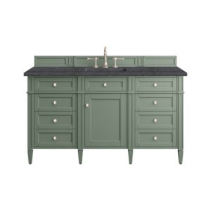 James Martin 650-V60S-SC-3CSP Brittany 60 Inch Smokey Celadon Single Sink Vanity with 3 cm Charcoal Soapstone Top