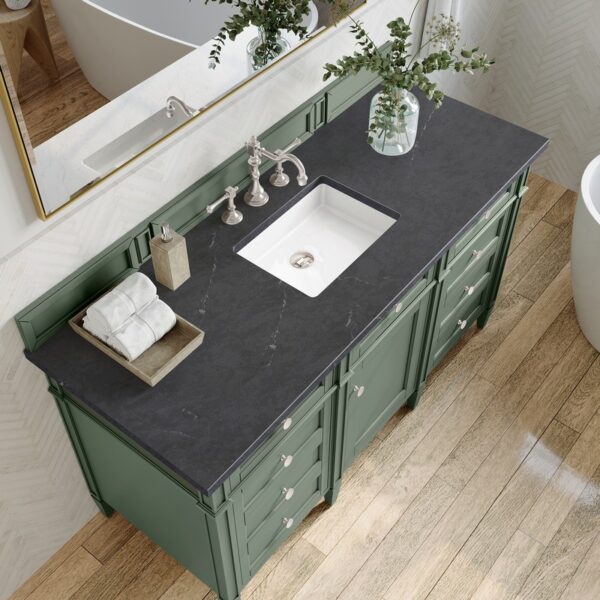 James Martin 650-V60S-SC-3CSP Brittany 60 Inch Smokey Celadon Single Sink Vanity with 3 cm Charcoal Soapstone Top