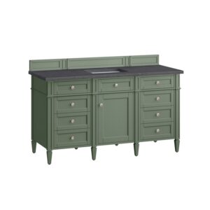 James Martin 650-V60S-SC-3CSP Brittany 60 Inch Smokey Celadon Single Sink Vanity with 3 cm Charcoal Soapstone Top