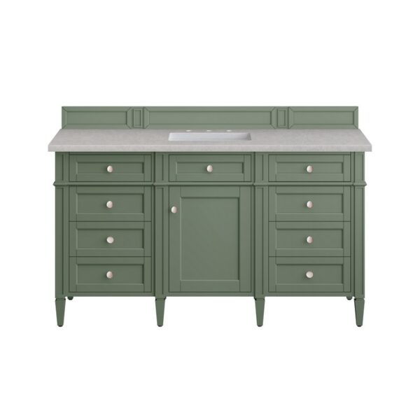 James Martin 650-V60S-SC-3ESR Brittany 60 Inch Smokey Celadon Single Sink Vanity with 3 cm Eternal Serena Top