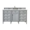 James Martin 650-V60S-UGR-3ENC Brittany 60 Inch Single Vanity Cabinet with Ethereal Noctis Quartz Top - Urban Gray