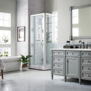 James Martin 650-V60S-UGR-3ENC Brittany 60 Inch Single Vanity Cabinet with Ethereal Noctis Quartz Top - Urban Gray