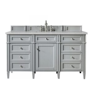 James Martin 650-V60S-UGR-3ESR Brittany 60 Inch Urban Gray Single Vanity with 3 CM Eternal Serena Quartz Top