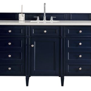 James Martin 650-V60S-VBL-3EJP Brittany 60 Inch Victory Blue Single Vanity with 3 cm Eternal Jasmine Pearl Quartz Top with Sink