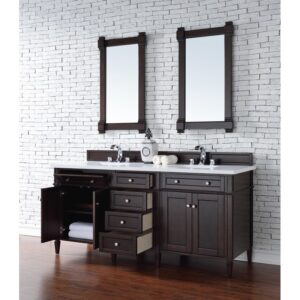 James Martin 650-V72-3WZ Brittany 72 Inch Double Vanity with 3cm White Zeus Quartz Top