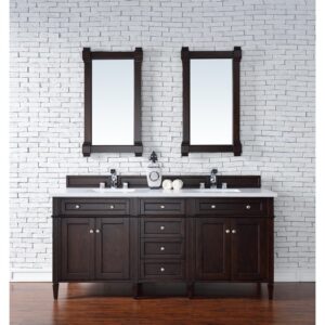 James Martin 650-V72-3WZ Brittany 72 Inch Double Vanity with 3cm White Zeus Quartz Top