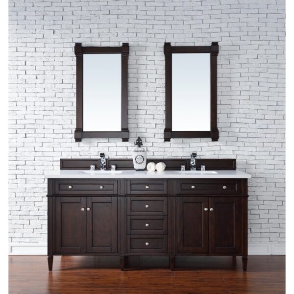 James Martin 650-V72-3WZ Brittany 72 Inch Double Vanity with 3cm White Zeus Quartz Top