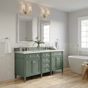 James Martin 650-V72-3WZ Brittany 72 Inch Double Vanity with 3cm White Zeus Quartz Top