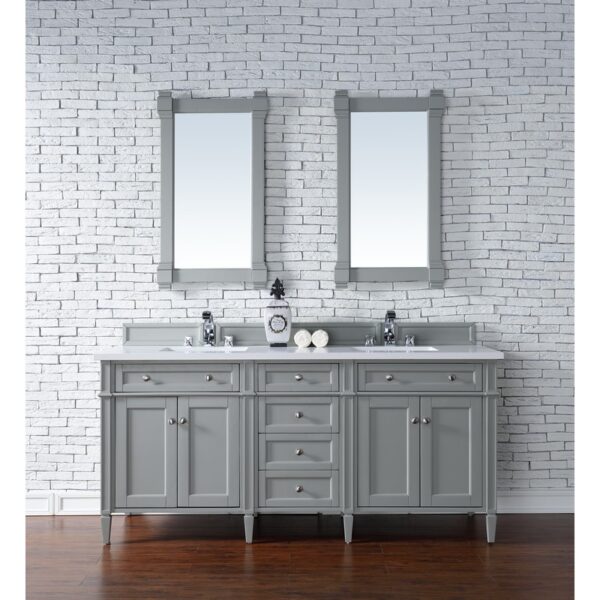 James Martin 650-V72-3WZ Brittany 72 Inch Double Vanity with 3cm White Zeus Quartz Top