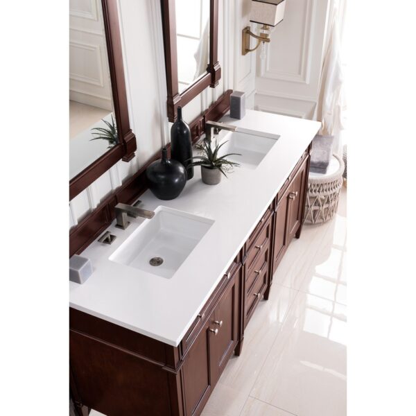 James Martin 650-V72-3WZ Brittany 72 Inch Double Vanity with 3cm White Zeus Quartz Top