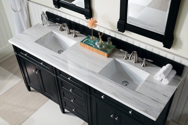 James Martin 650-V72-BKO-3AF Brittany 72 Inch Black Onyx Double Vanity with 3 cm Arctic Fall Solid Surface Top