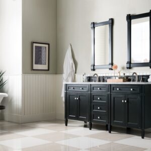 James Martin 650-V72-BKO-3CAR Brittany 72 Inch Black Onyx Double Vanity with 3 cm Carrara Marble Top