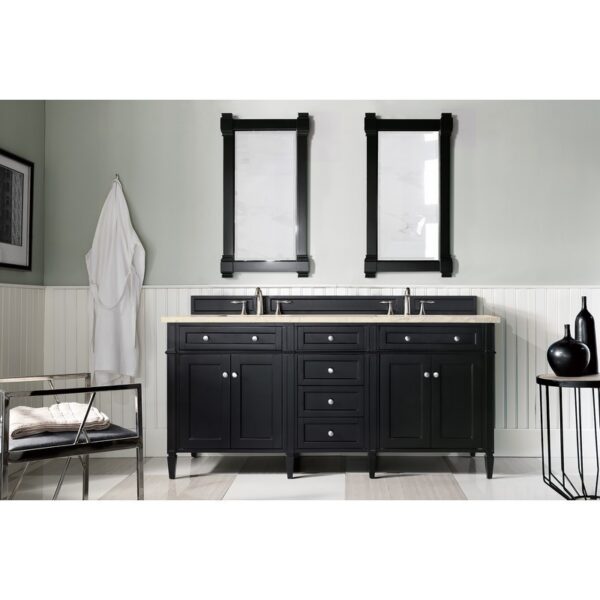 James Martin 650-V72-BKO-3EMR Brittany 72 Inch Black Onyx Double Vanity with 3 CM Eternal Marfil Quartz Top