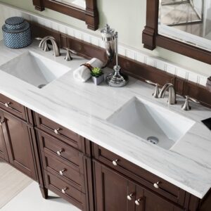 James Martin 650-V72-BNM-3AF Brittany 72 Inch Burnished Mahogany Double Vanity with 3 cm Arctic Fall Solid Surface Top