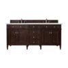 James Martin 650-V72-BNM-3ENC Brittany 72 Inch Double Vanity Cabinet with Ethereal Noctis Quartz Top - Burnished Mahogany