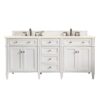 James Martin 650-V72-BW-3EMR Brittany 72 Inch Bright White Double Vanity with 3 CM Eternal Marfil Quartz Top