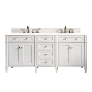 James Martin 650-V72-3WZ Brittany 72 Inch Double Vanity with 3cm White Zeus Quartz Top